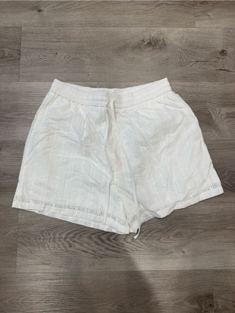 Amazon White Eyelet Drawstring Shorts